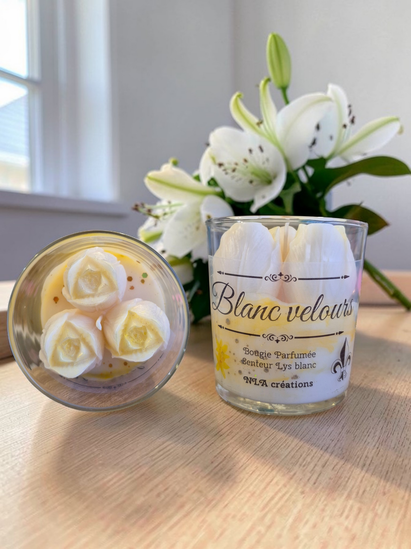 Bougie blanc velours - Senteur Lys blanc - NLA Creations