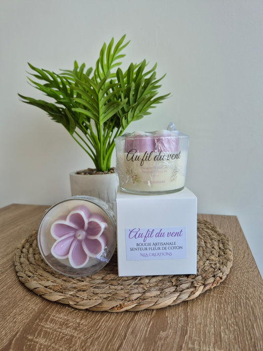 Bougie "Au fil du vent" Senteur Fleur de coton - NLA Creations