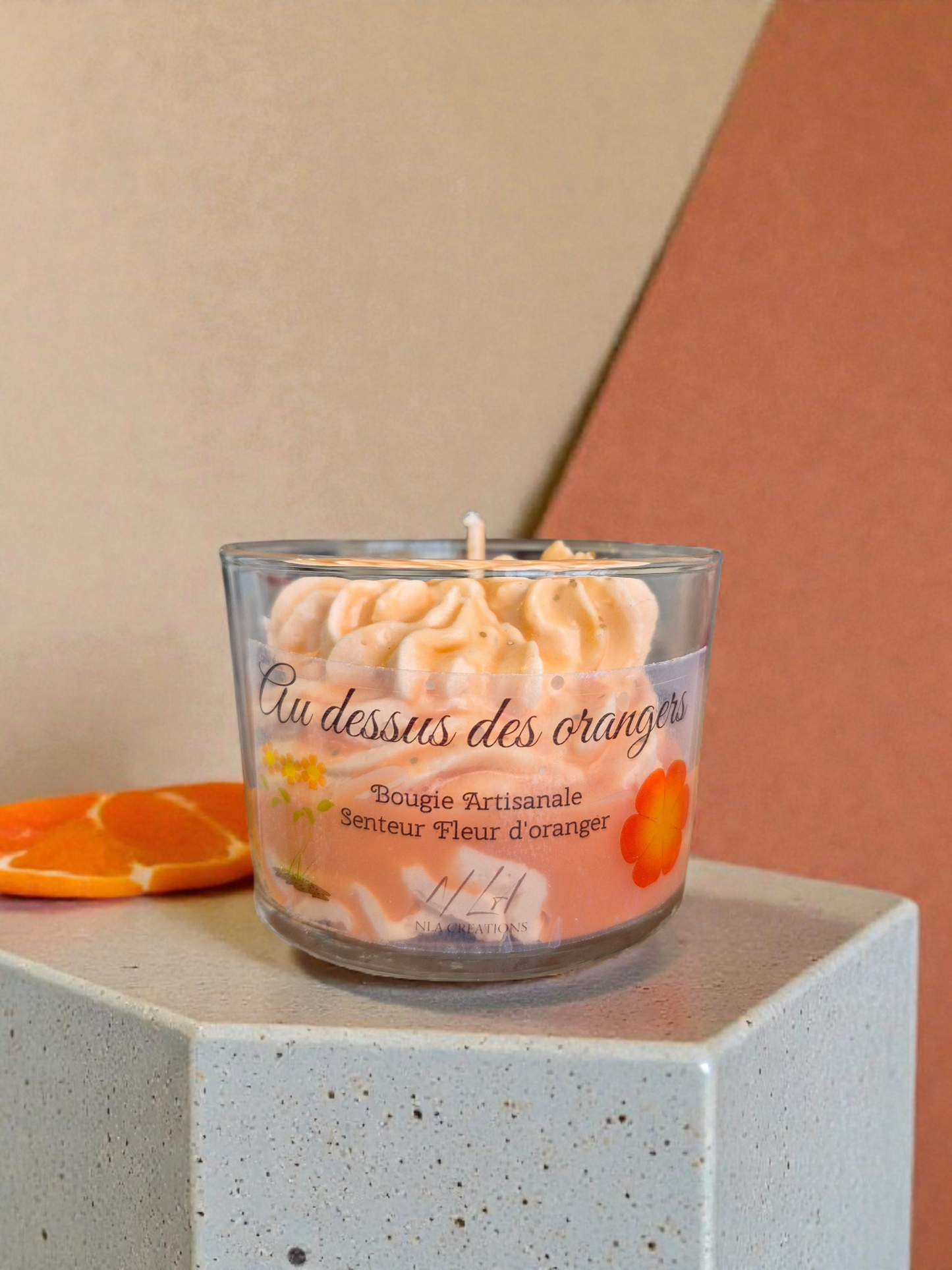 Bougie déclassée "Au dessus des orangers" Senteur Fleur d'oranger - NLA Creations