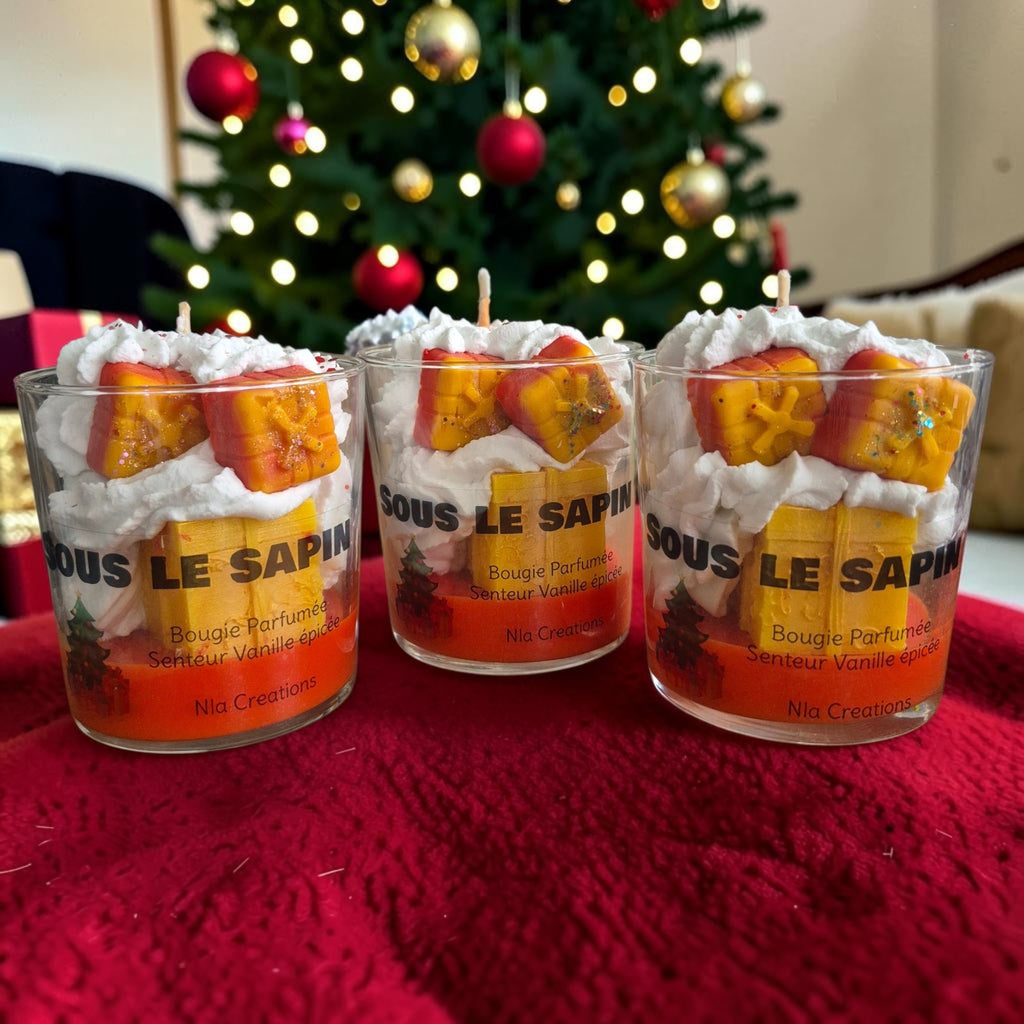 Bougie artisanale cadeau de Noël senteur vanille épicée