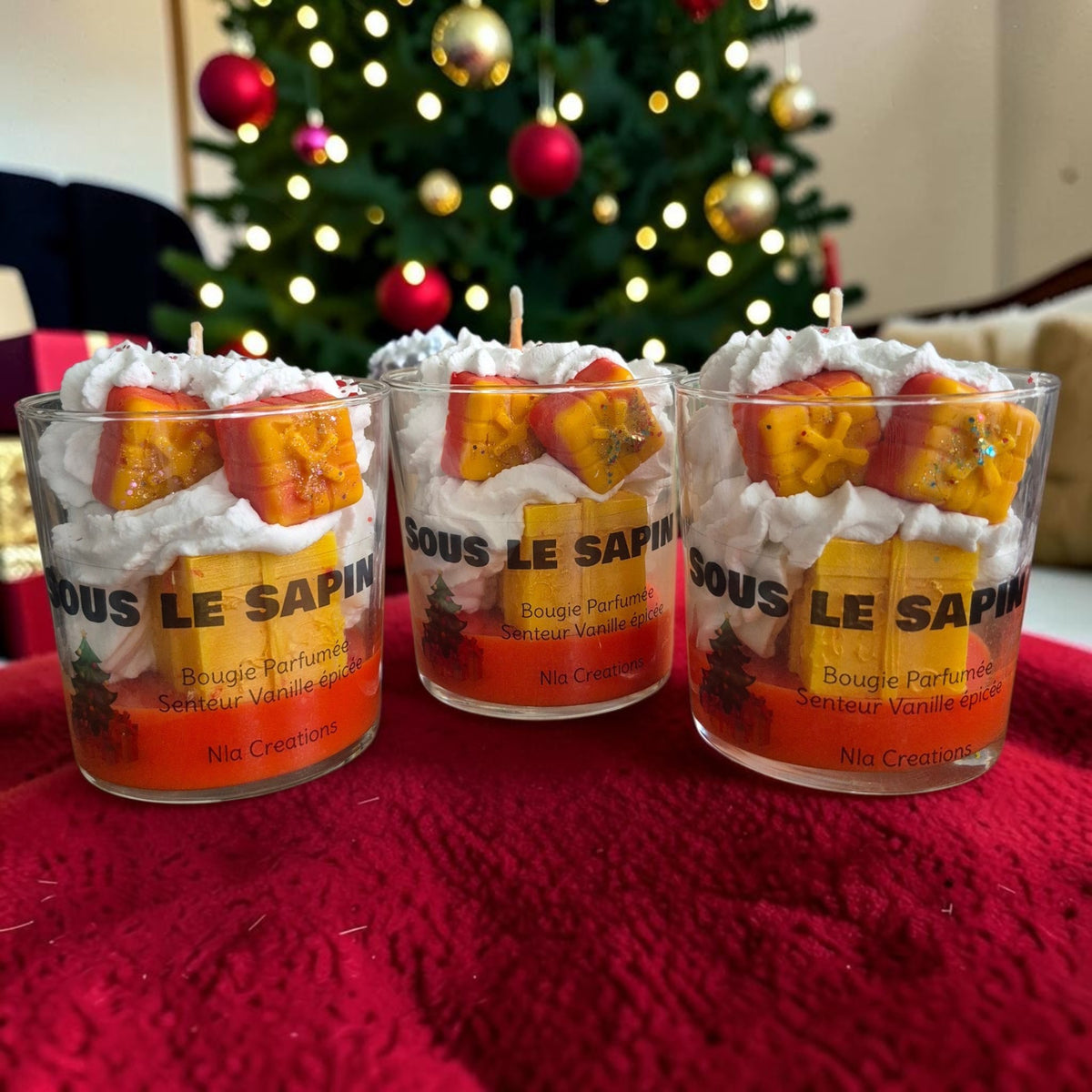 Bougie artisanale cadeau de Noël senteur vanille épicée
