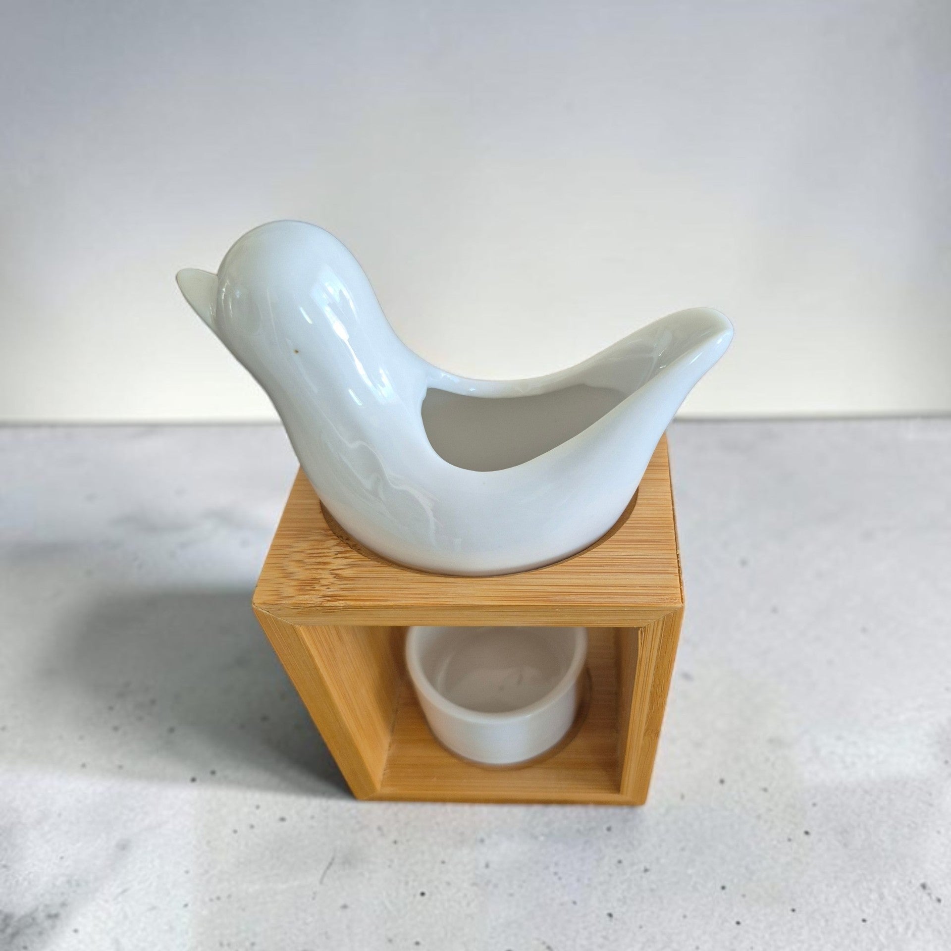 Bruleur oiseau en ceramique et bambou