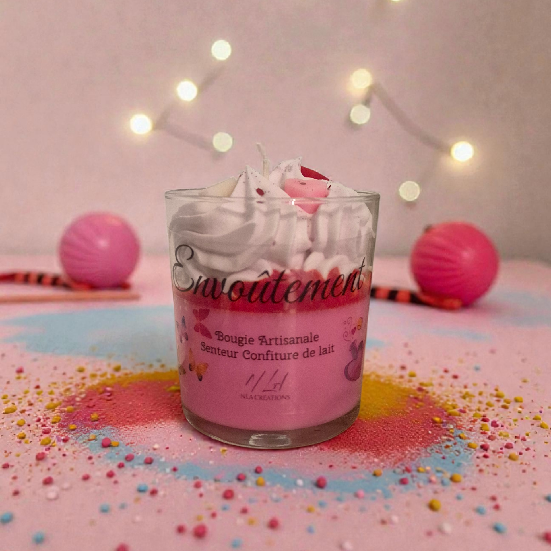 Bougie artisanale Envoûtement parfum Confiture de Lait en cire végétale, création gourmande et réconfortante.