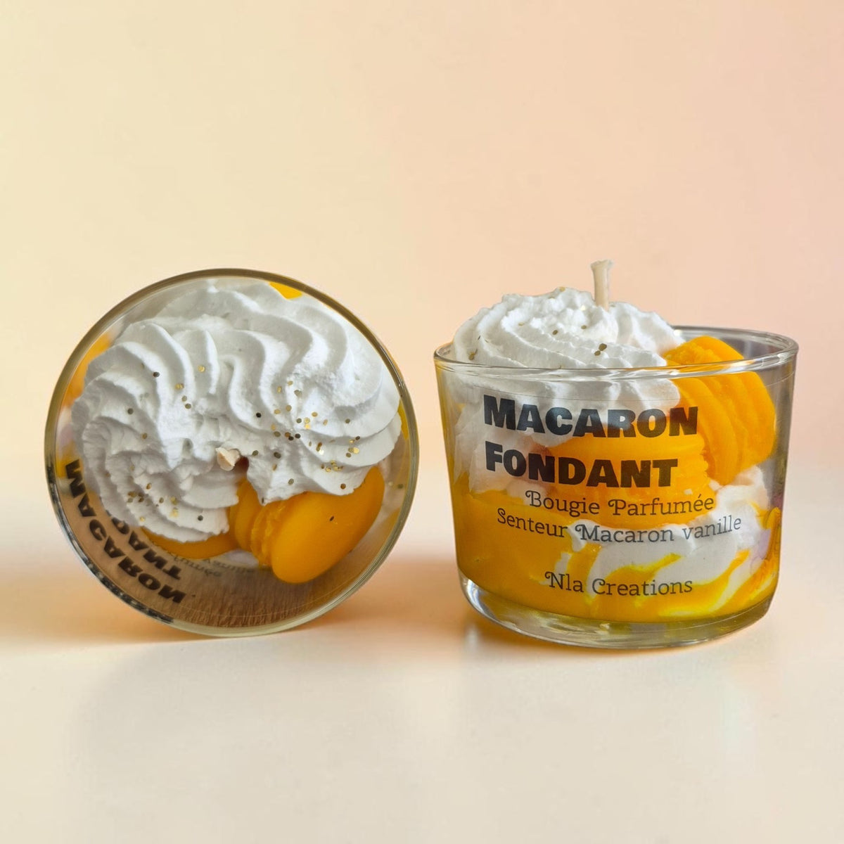 Bougie Macaron Fondant parfumée Macaron Vanille artisanale