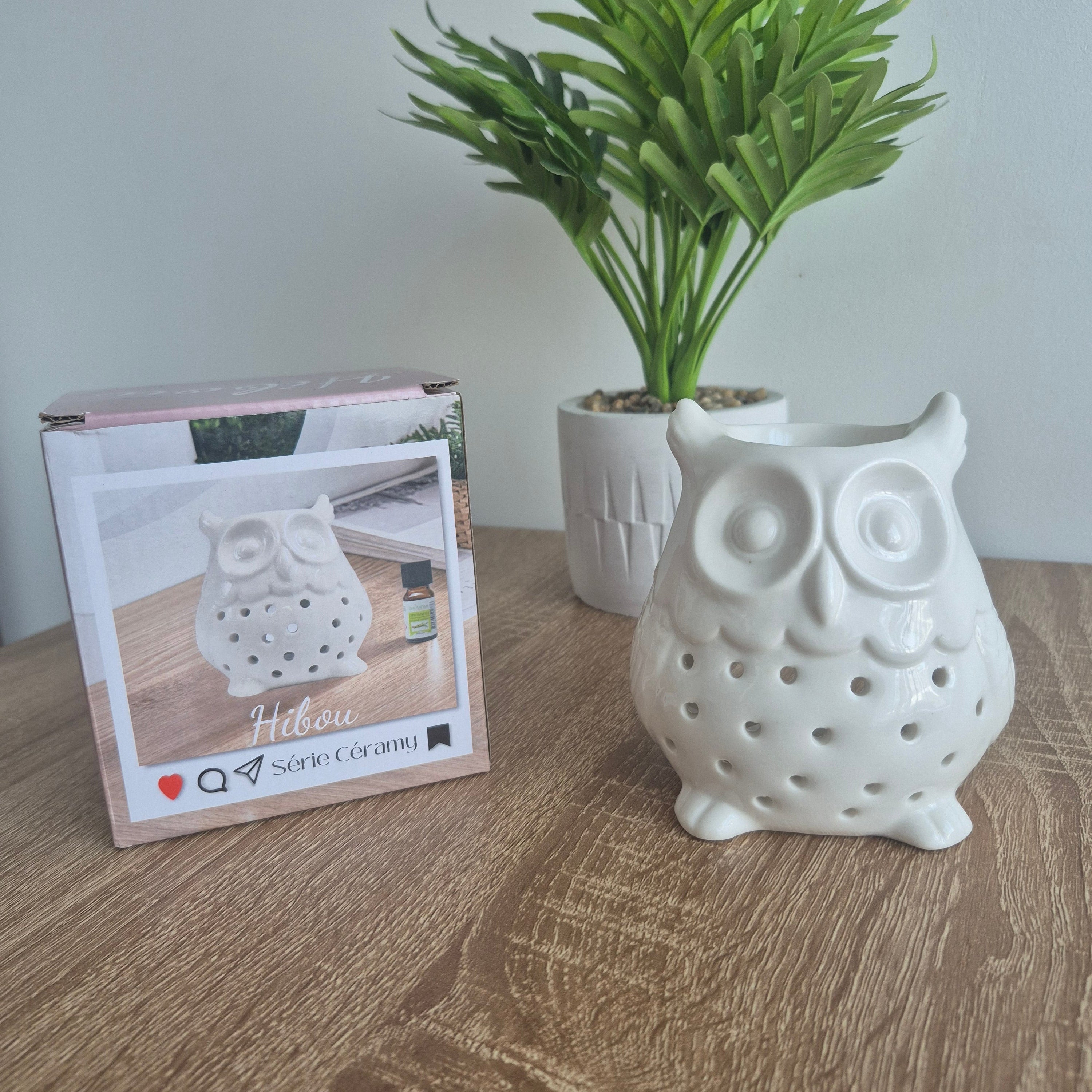 Brûle-parfum Hibou en céramique pour faire fondre vos fondants parfumés avec élégance