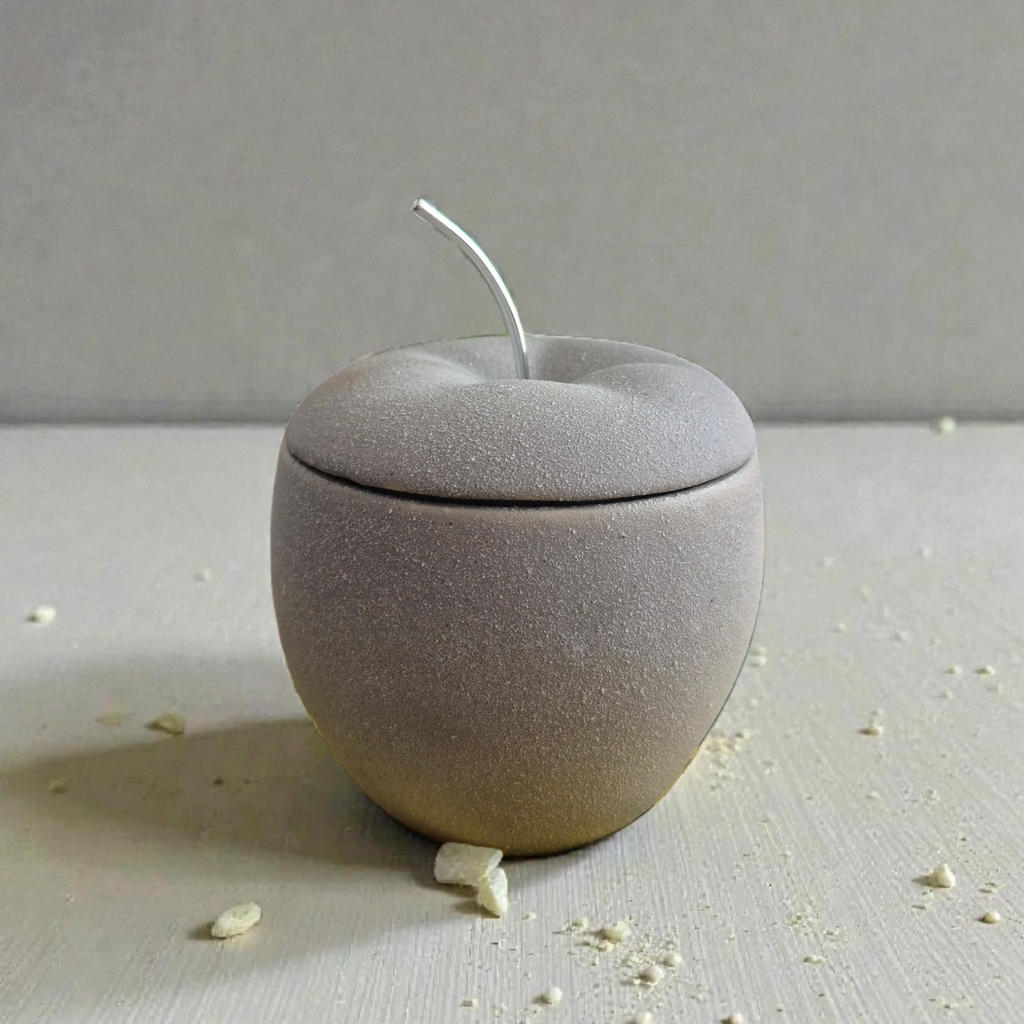 Brûle-parfum Pomme d'amour en ciment, accessoire artisanal pour faire fondre vos fondants parfumés.
