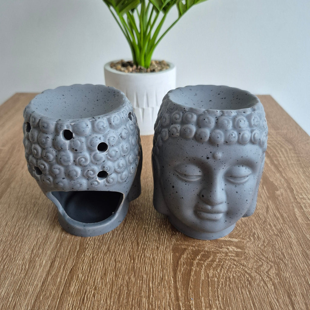 Brûle-parfum en céramique Tête de Bouddha, idéal pour faire fondre vos fondants parfumés et créer une ambiance zen.