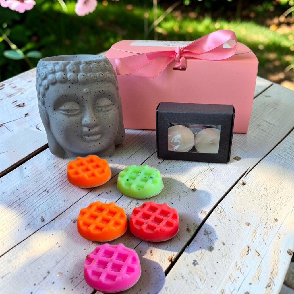 Coffret Starter - Premier pas avec les fondants parfumés - 5 fondants - 1 brûle-parfum et 2 bougies chauffe-plat 