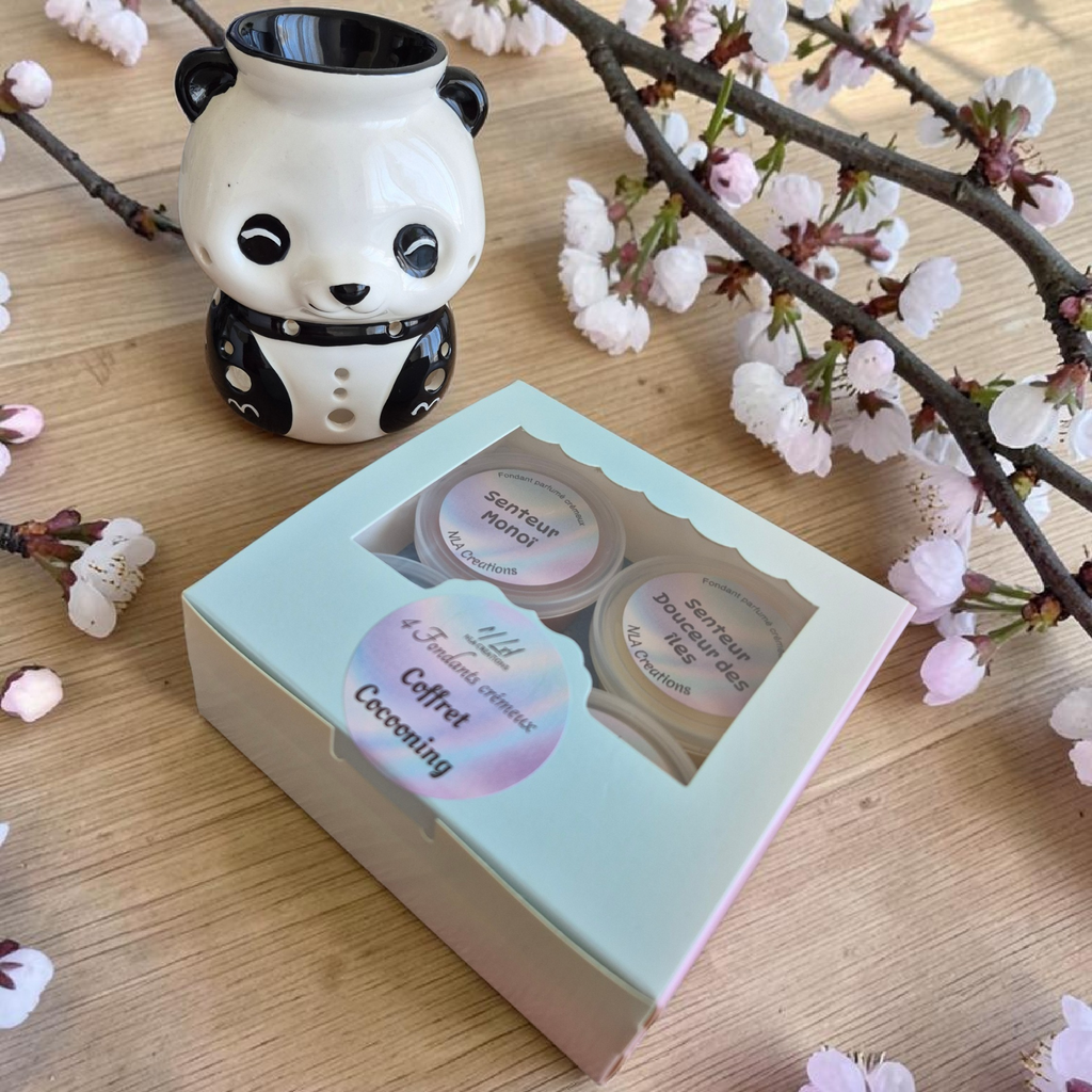 Coffret de 4 fondants crémeux parfumés aux senteurs variées, format économique avec parfums de Grasse par NLA Créations.