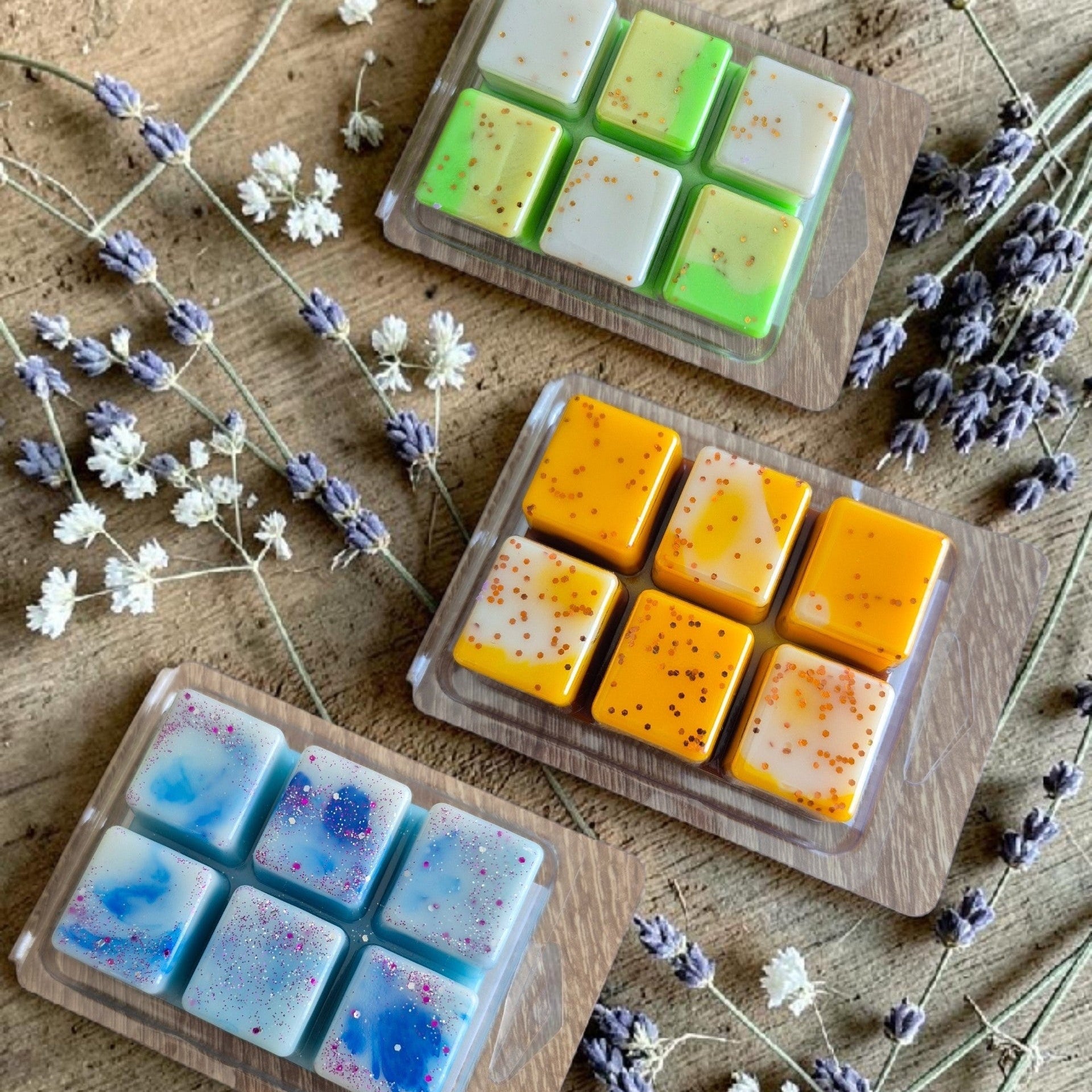 Fondant Clamshell 6 carrés 75 g en cire parfumée artisanale, personnalisable avec la senteur de votre choix.