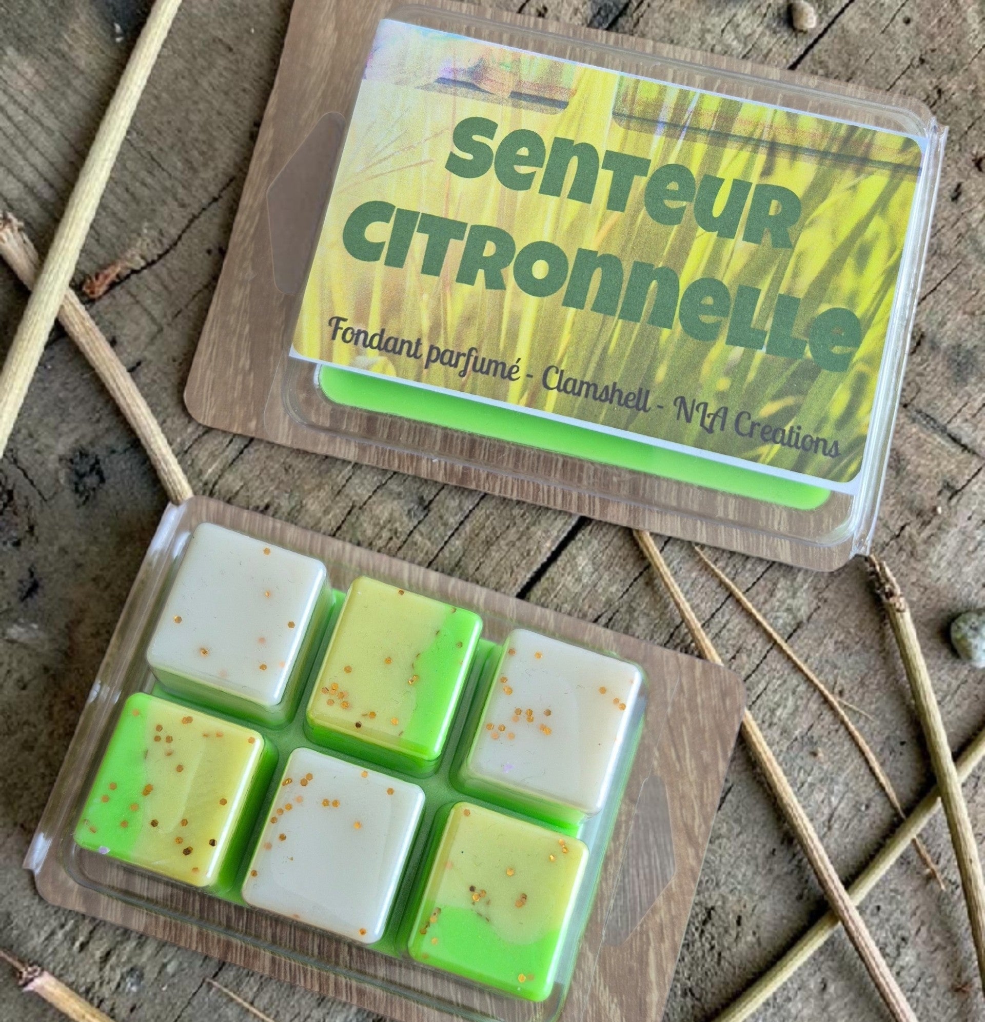 Fondant Clamshell 6 carrés – Personnalisable & pratique +75g - Senteur citronnelle 