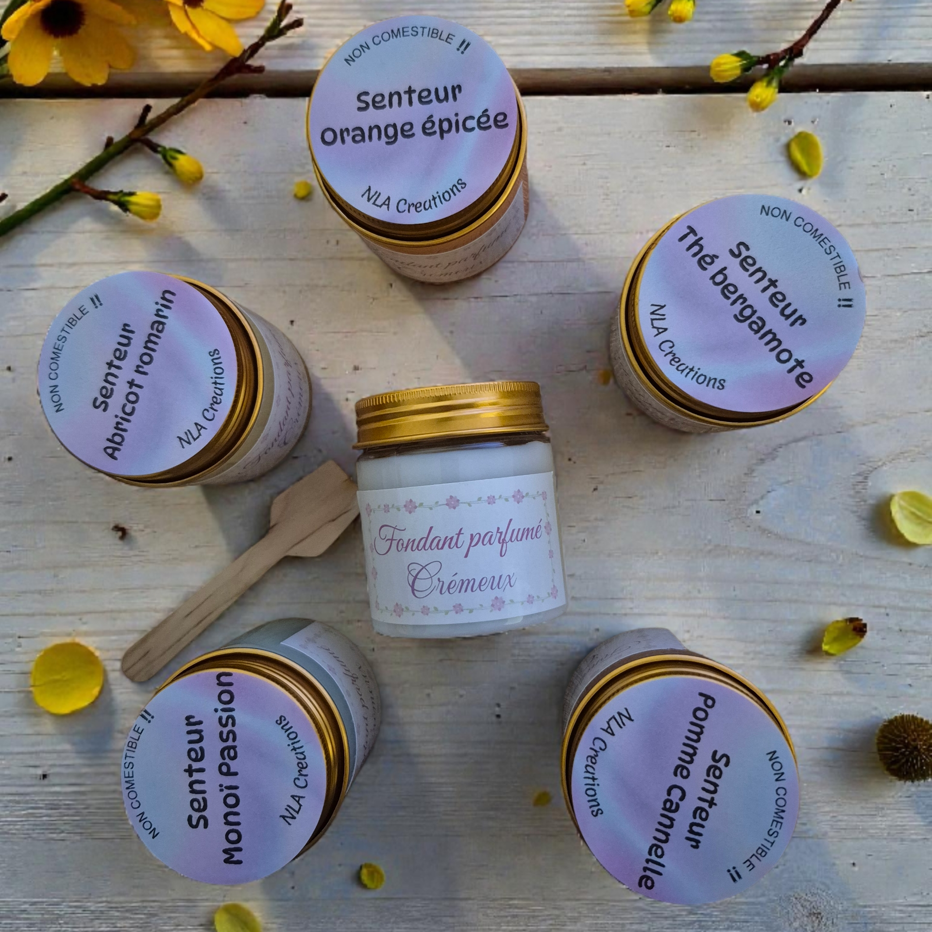 Fondant Crémeux 80 g parfum au choix, cire parfumée artisanale pour une diffusion intense et gourmande.