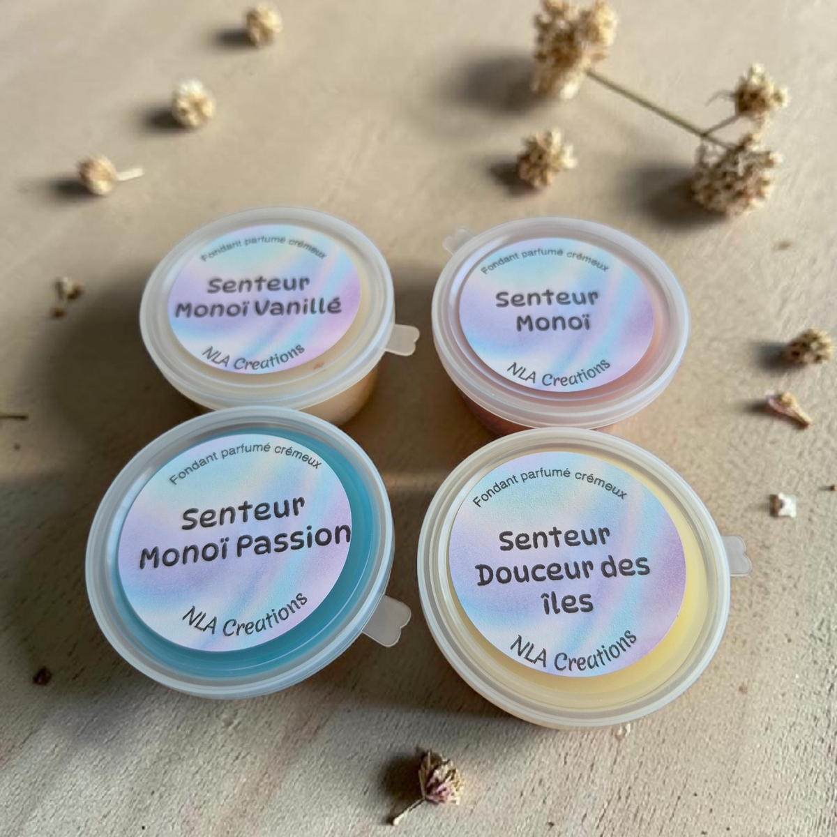 Fondant crémeux artisanal en cire parfumée de 45 g, disponible en plusieurs senteurs, fabriqué à la main par NLA Créations
