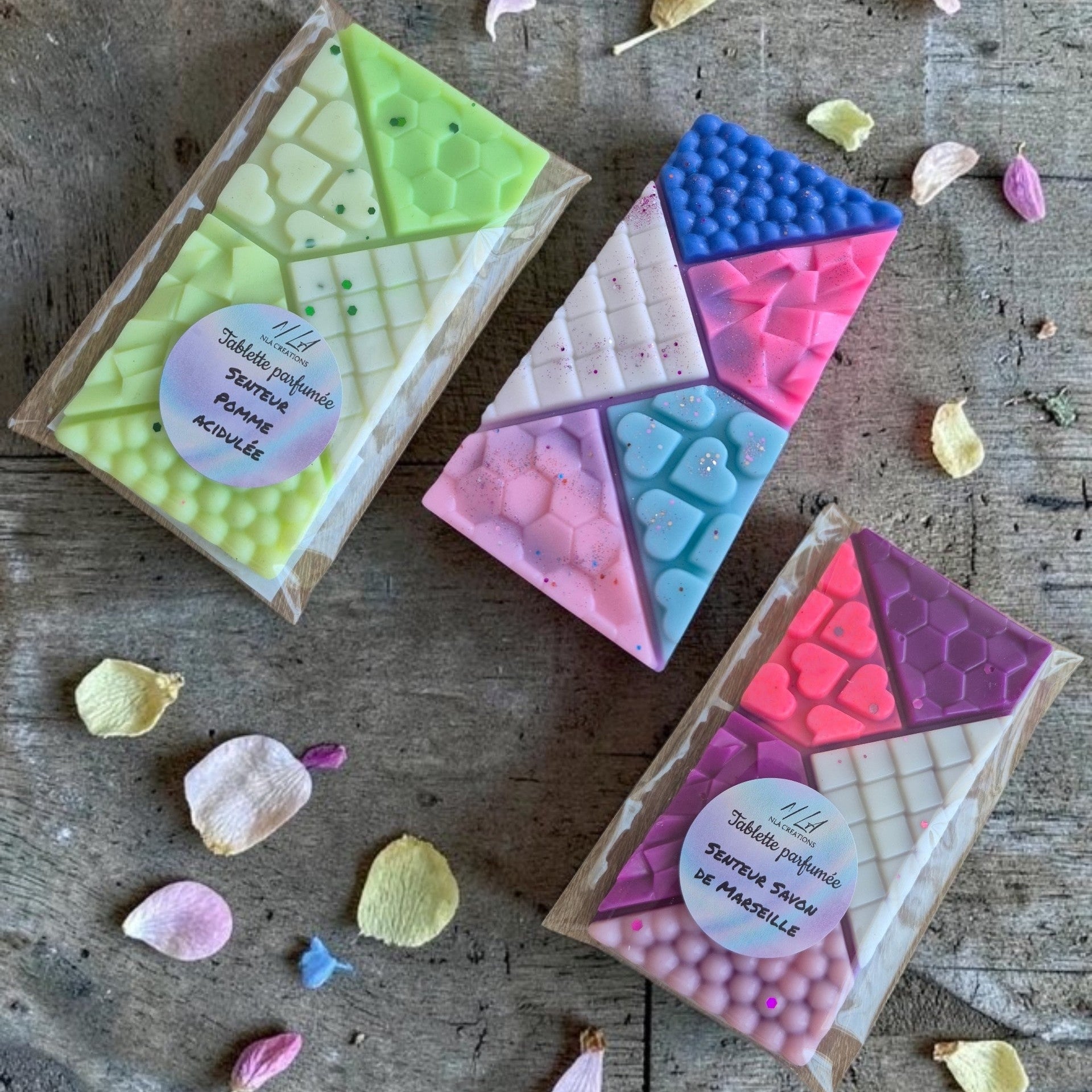 Fondant Tablette XXL Pop 75 g parfum au choix, cire parfumée artisanale pour une diffusion intense.