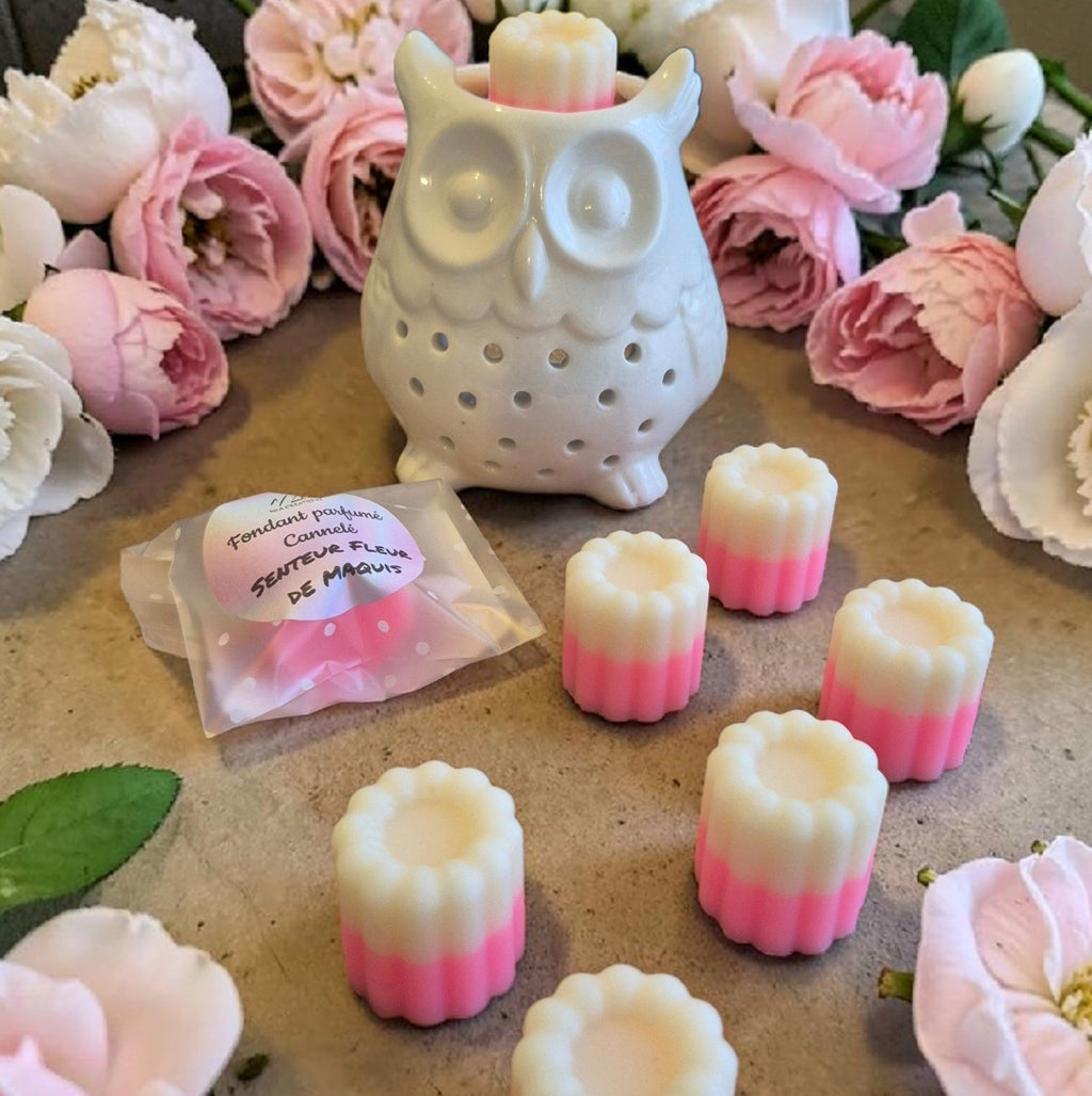 Fondants Cannelés Bicolores 20 g en cire parfumée artisanale, parfum fleur de maquis