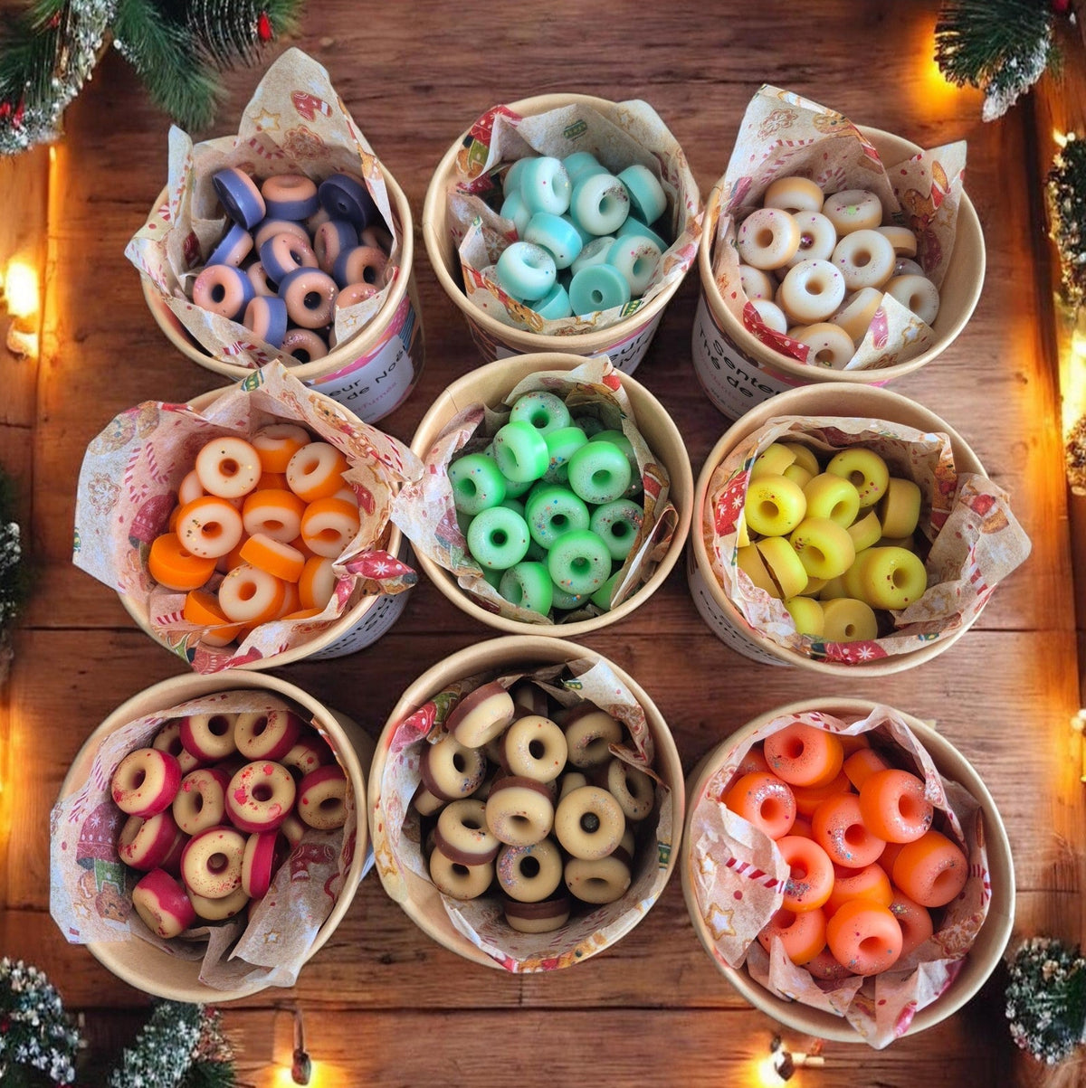 Fondants parfumés en forme de donuts, box 100g avec senteurs au choix