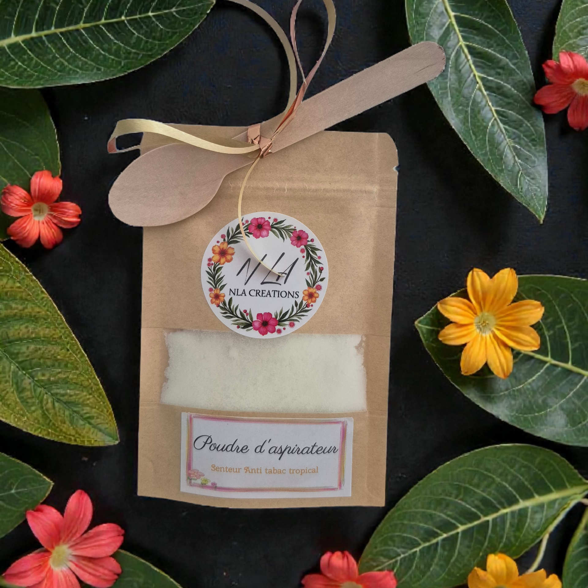 Poudre d'aspirateur - 50g - Parfum anti tabac tropical - NLA Creations 