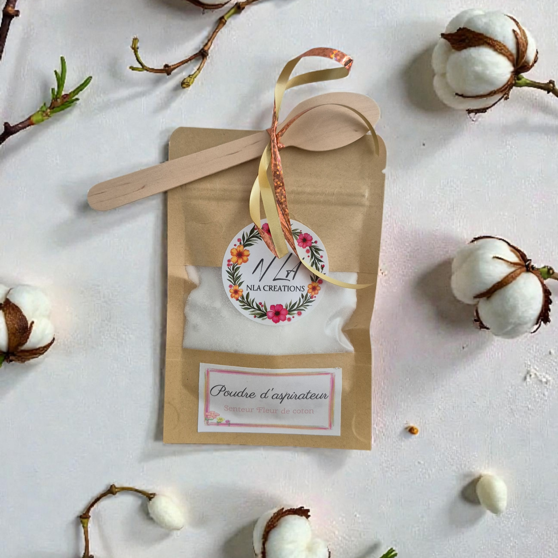 Poudre d'aspirateur - 50g - Parfum fleur de coton - NLA Creations 