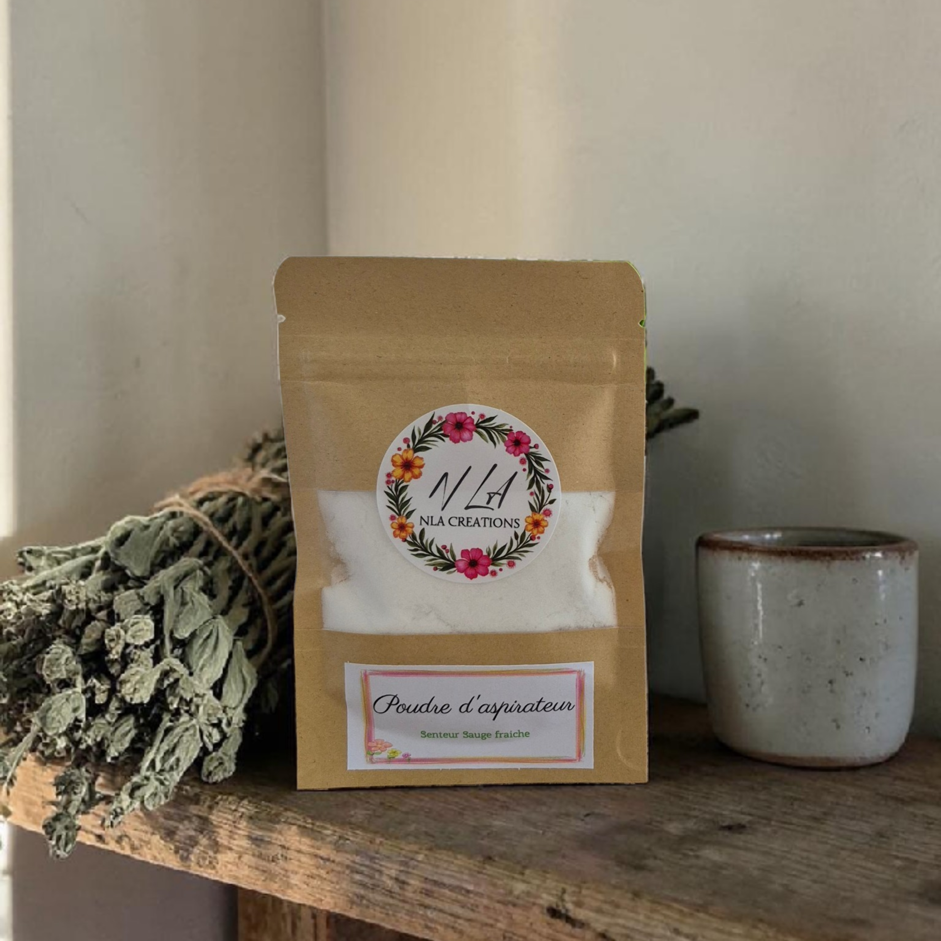 Poudre d'aspirateur - 50g - Parfum sauge fraiche - NLA Creations