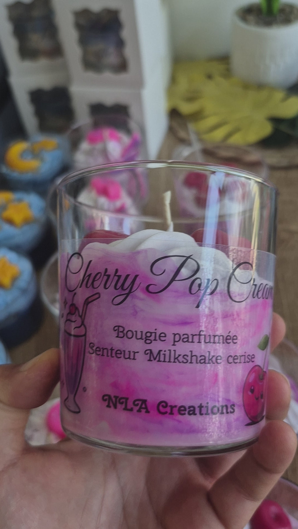 Bougie parfumée Cherry pop cream - Senteur Milkshake Cerise