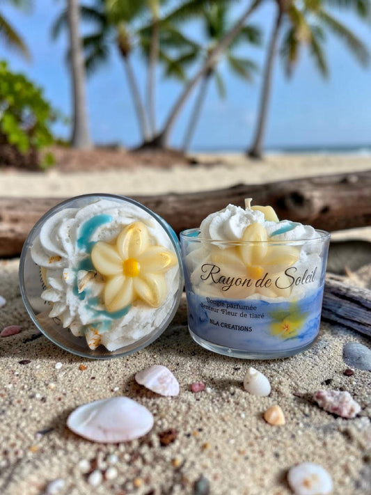 Bougie Rayon de soleil -  Senteur Fleur de tiaré - NLA Creations 