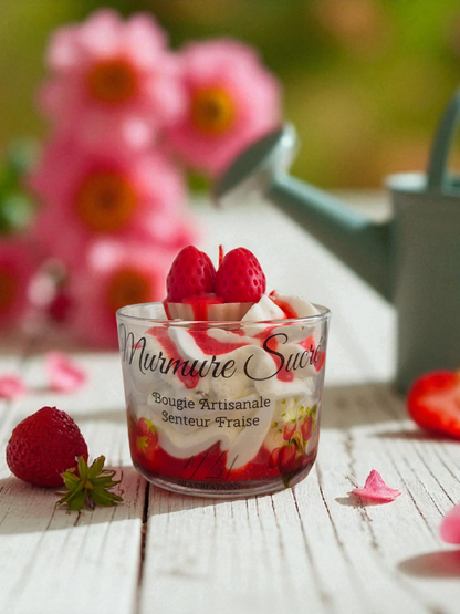 Bougie gourmande "Murmure sucré" Senteur Fraise - NLA Creations 