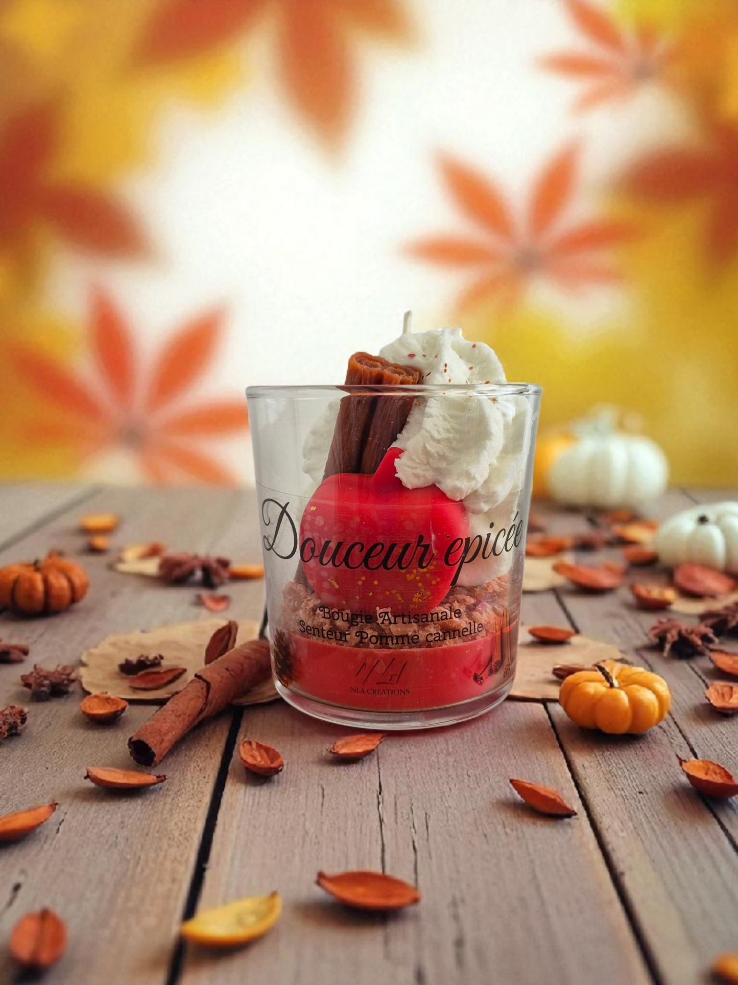 Bougie "Douceur épicée" senteur Pomme Cannelle - NLA Creations 