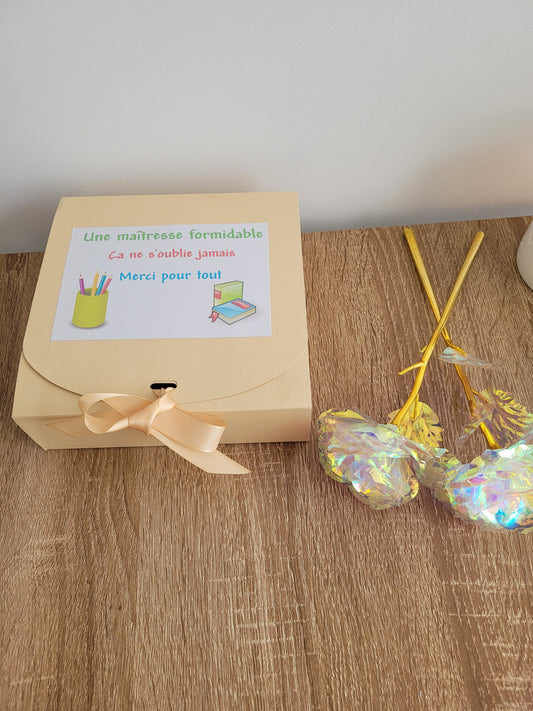 Coffret "Merci" Cadeau de fin d'année : Maîtresse, Atsem, Nounou ✨️ Grand format