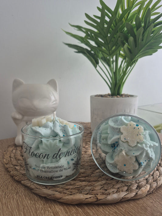 Bougie "Flocon de neige" senteur Chamallow de Noel