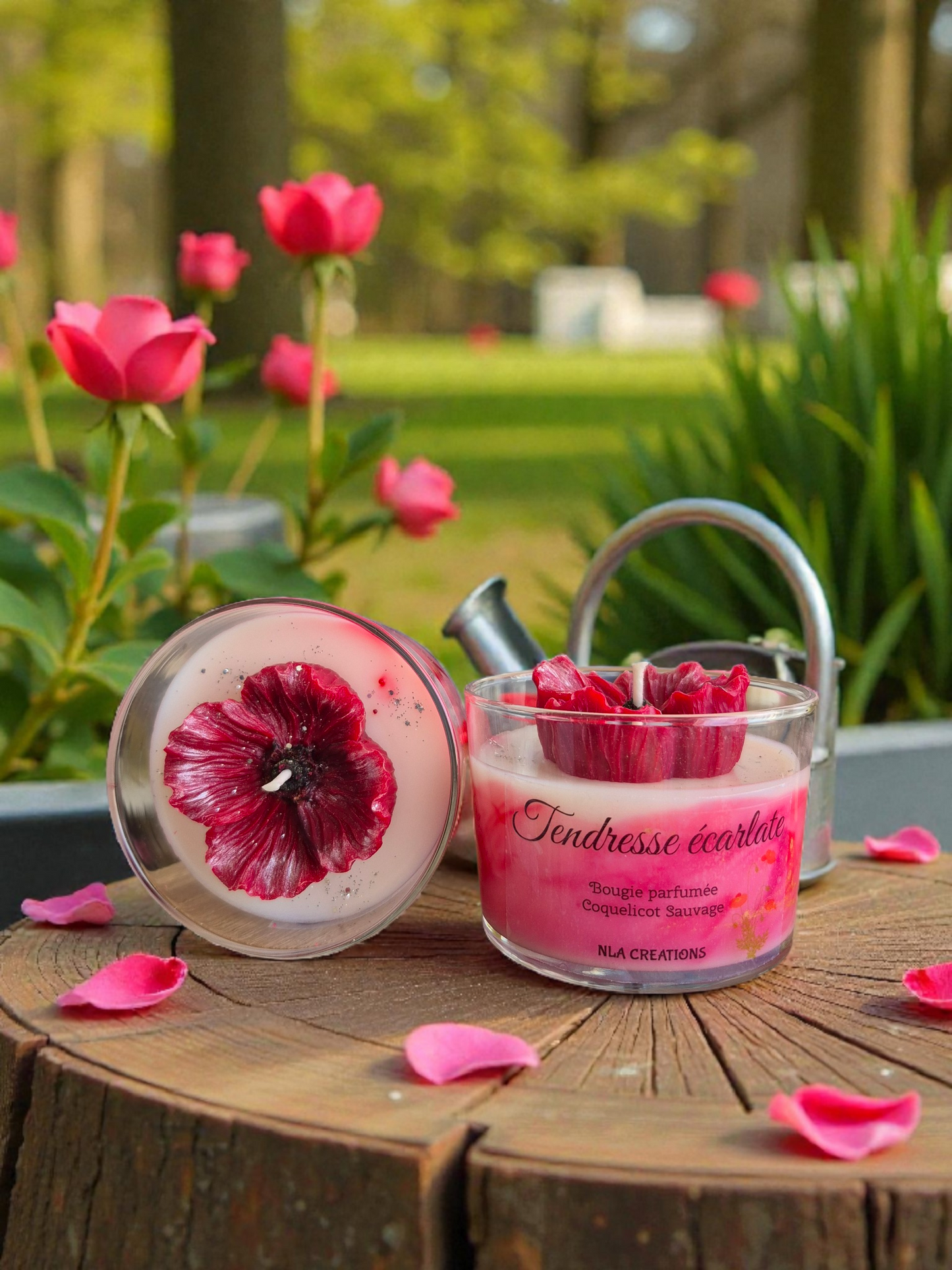 Bougie parfumée "Tendresse Ecarlate" senteur Coquelicot Sauvage - NLA Creations 