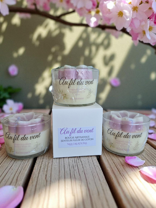 Bougie "Au fil du vent" Senteur Fleur de coton - NLA Creations 