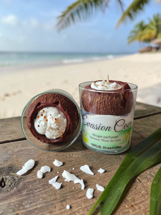 Bougie Évasion coco - Senteur Noix de coco - NLA Creations 