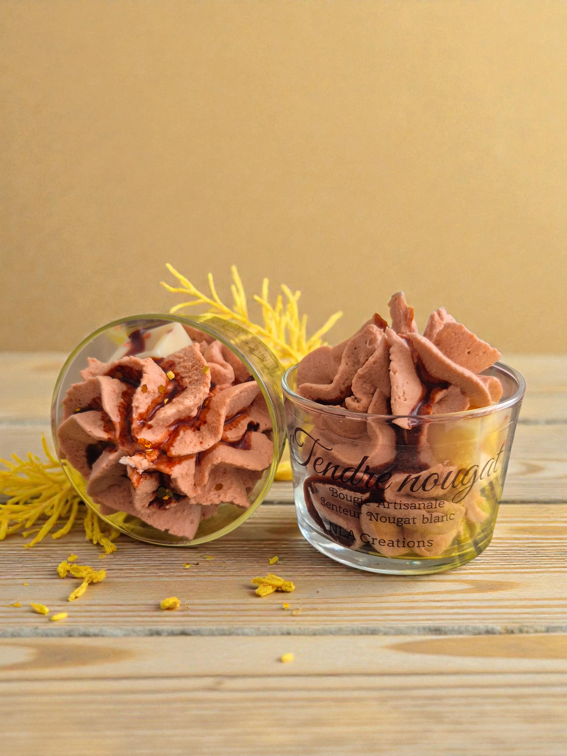 Bougie Artisanale - Tendre nougat - Senteur Nougat blanc - NLA Creations 