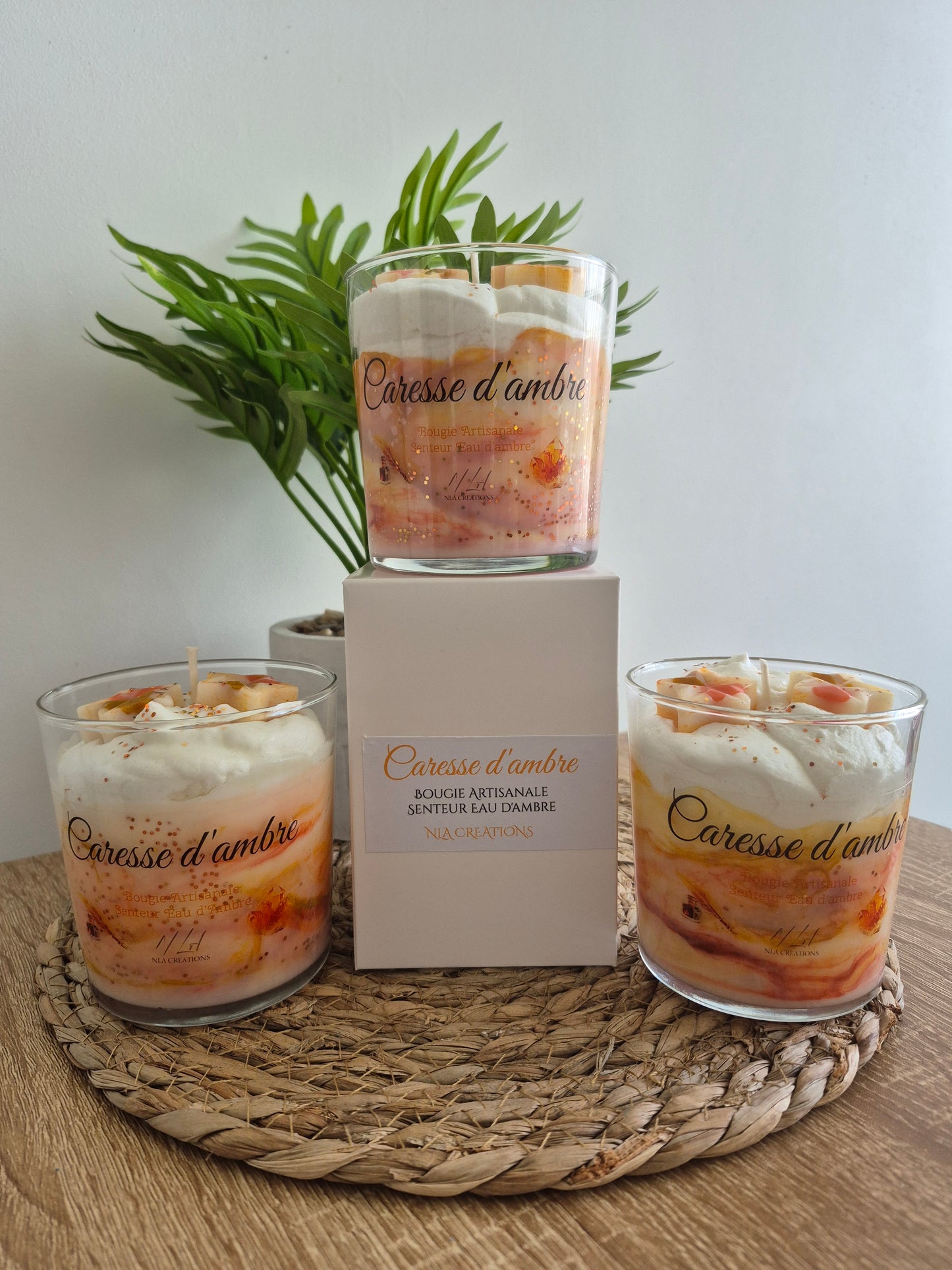 Bougie "Caresse d'ambre" senteur eau d’ambre - NLA Creations 