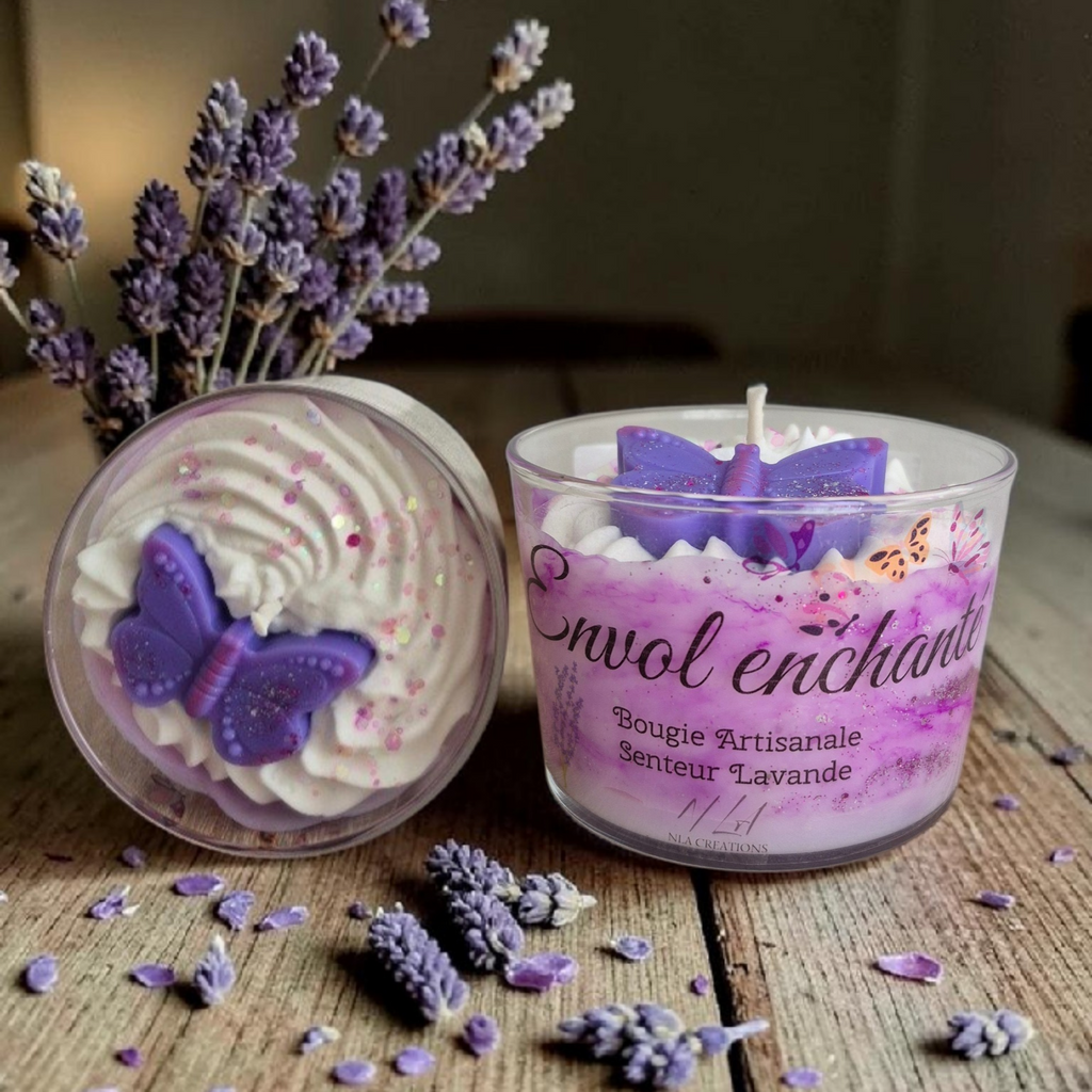 Bougie artisanale "Envol enchanté" senteur Lavande - NLA Creations 