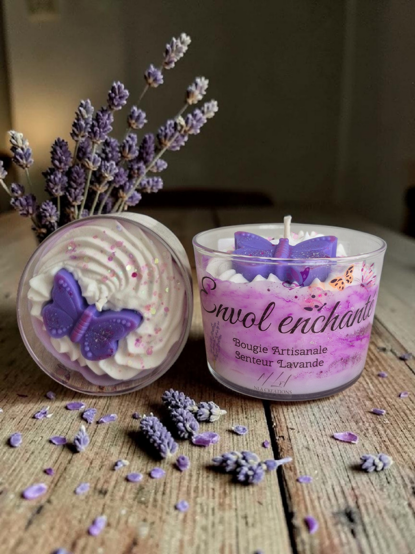 Bougie artisanale "Envol enchanté" senteur Lavande - NLA Creations 