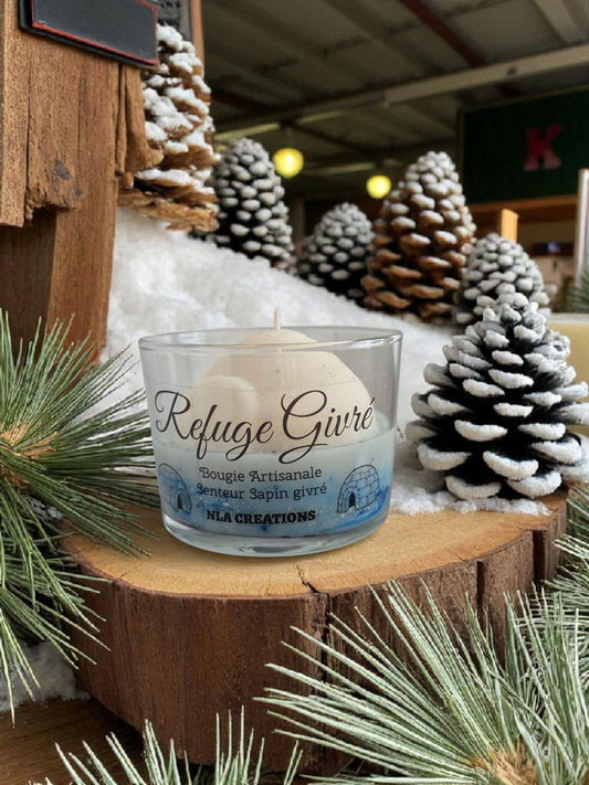 Bougie artisanale - Refuge Givré - Senteur Sapin givré - NLA Creations 