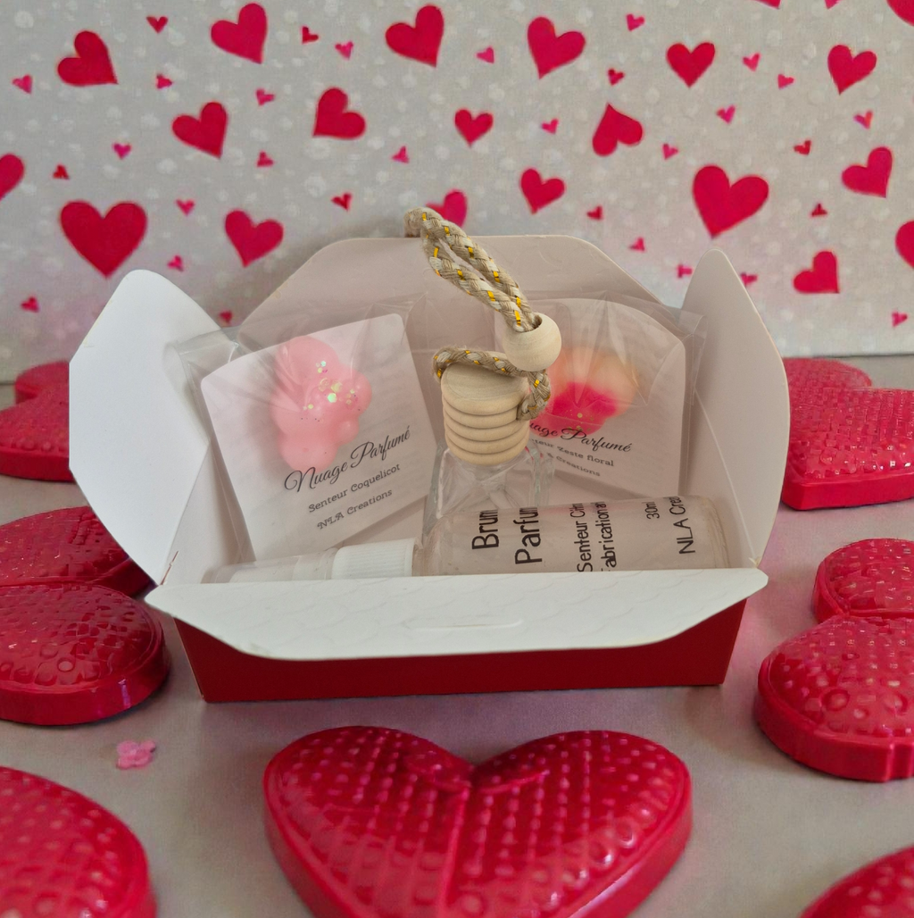 Coffret Saint valentin – Brume, fondants et Diffuseur voiture - NLA Creations 
