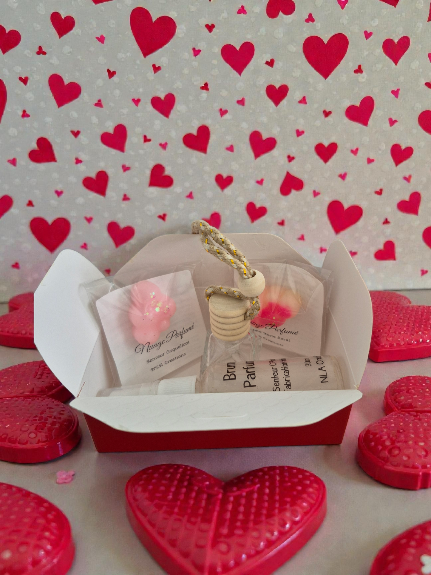 Coffret Saint valentin – Brume, fondants et Diffuseur voiture