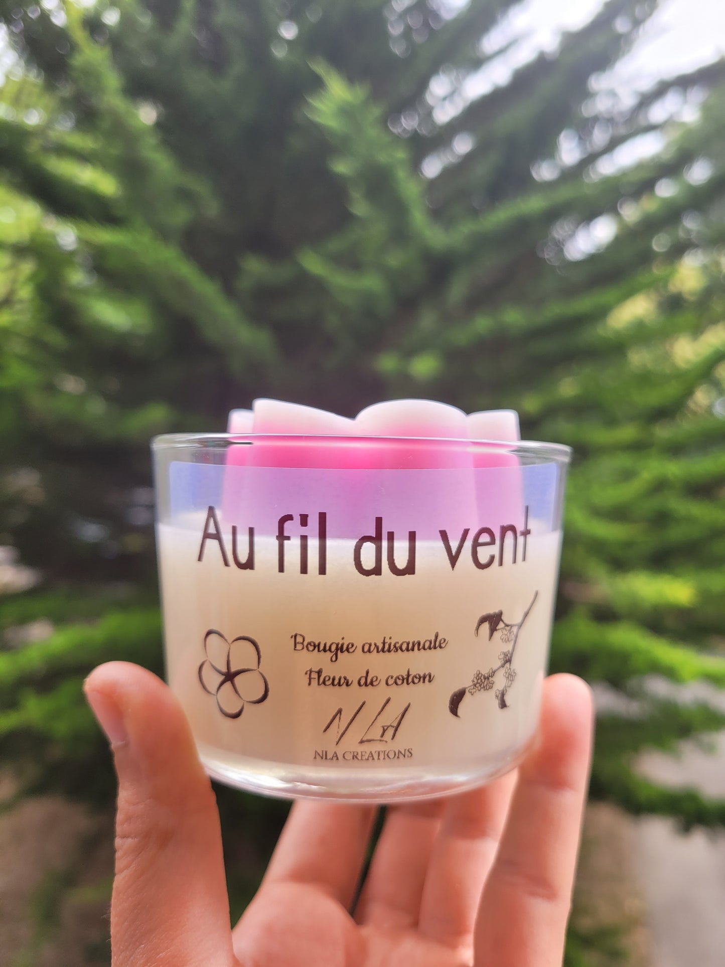 Bougie "Au fil du vent" Senteur Fleur de coton - NLA Creations 