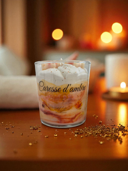 Bougie "Caresse d'ambre" senteur eau d’ambre - NLA Creations 