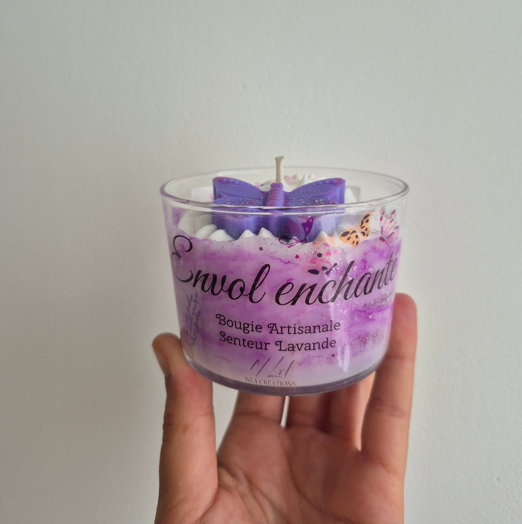 Bougie artisanale "Envol enchanté" senteur Lavande - NLA Creations 