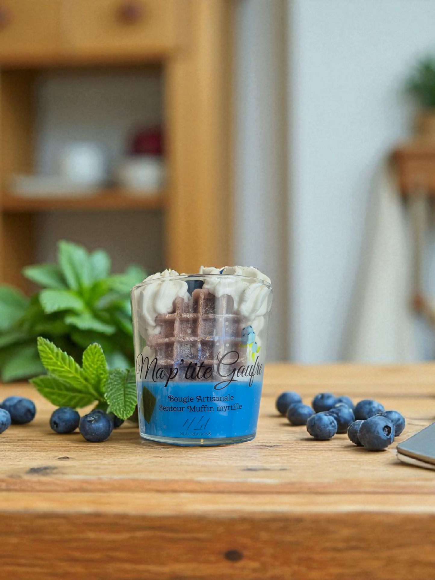 Bougie "Ma p'tite gaufre" Senteur Muffin myrtille - NLA Creations 