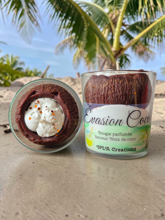 Bougie Évasion coco - Senteur Noix de coco - NLA Creations 