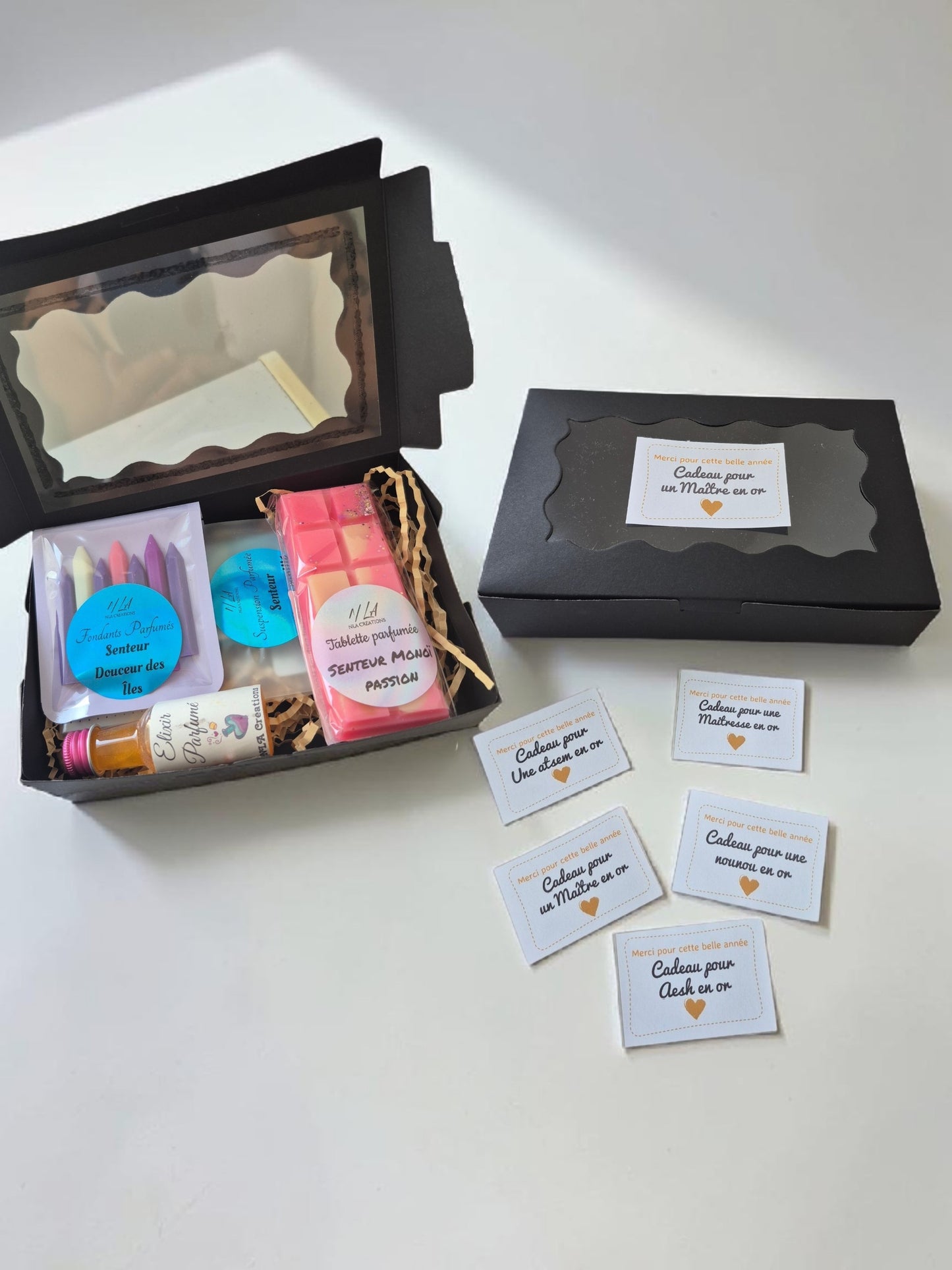 Coffret Cadeau fin d'année doré scolaire - AESH / Directrice/ Maître / Maîtresse/ Atsem / Nounou