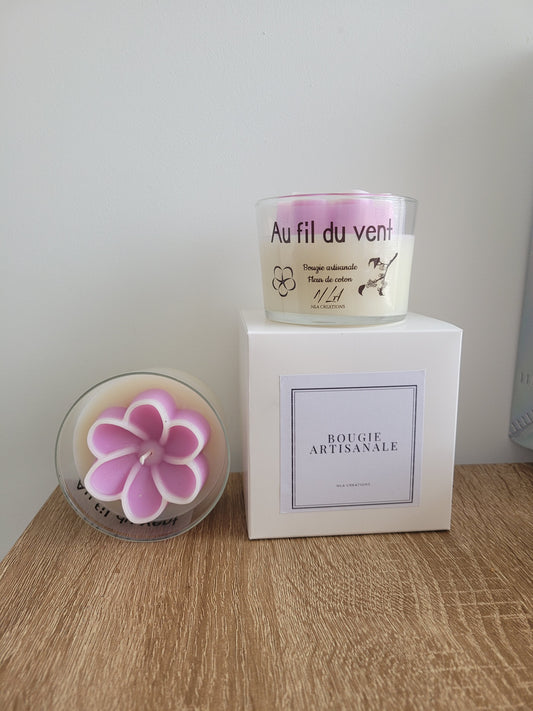 Bougie "Au fil du vent" Senteur Fleur de coton - NLA Creations 