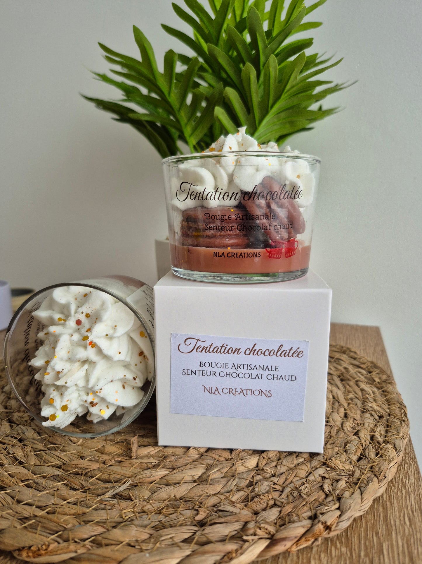 Bougie Artisanale - Tentation chocolatée - Senteur Chocolat chaud - NLA Creations 