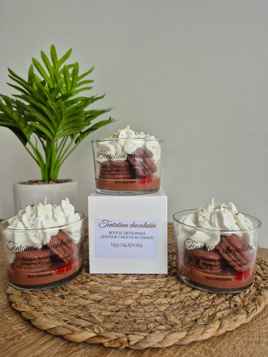 Bougie Artisanale - Tentation chocolatée - Senteur Chocolat chaud - NLA Creations 