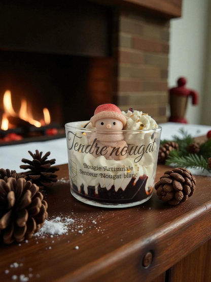 Bougie Artisanale - Tendre nougat - Senteur Nougat blanc - NLA Creations 