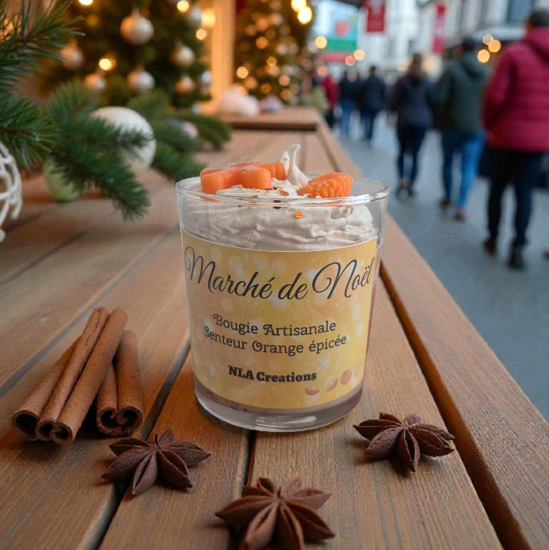 Bougie "Marché de Noël" senteur Orange épicée - NLA Creations 